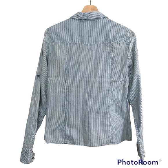 Zara Vertical Stripes 3/4 Button Up Shirt - Picture 4 of 9